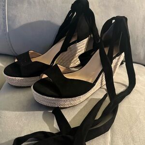 Black Espadrille Wedge Sandals